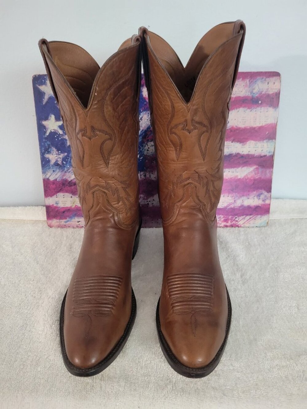 ⭐Vintage LUCCHESE Goatskin 'Classic" Cowboy Western Boots ⭐USA ⭐Size 12D